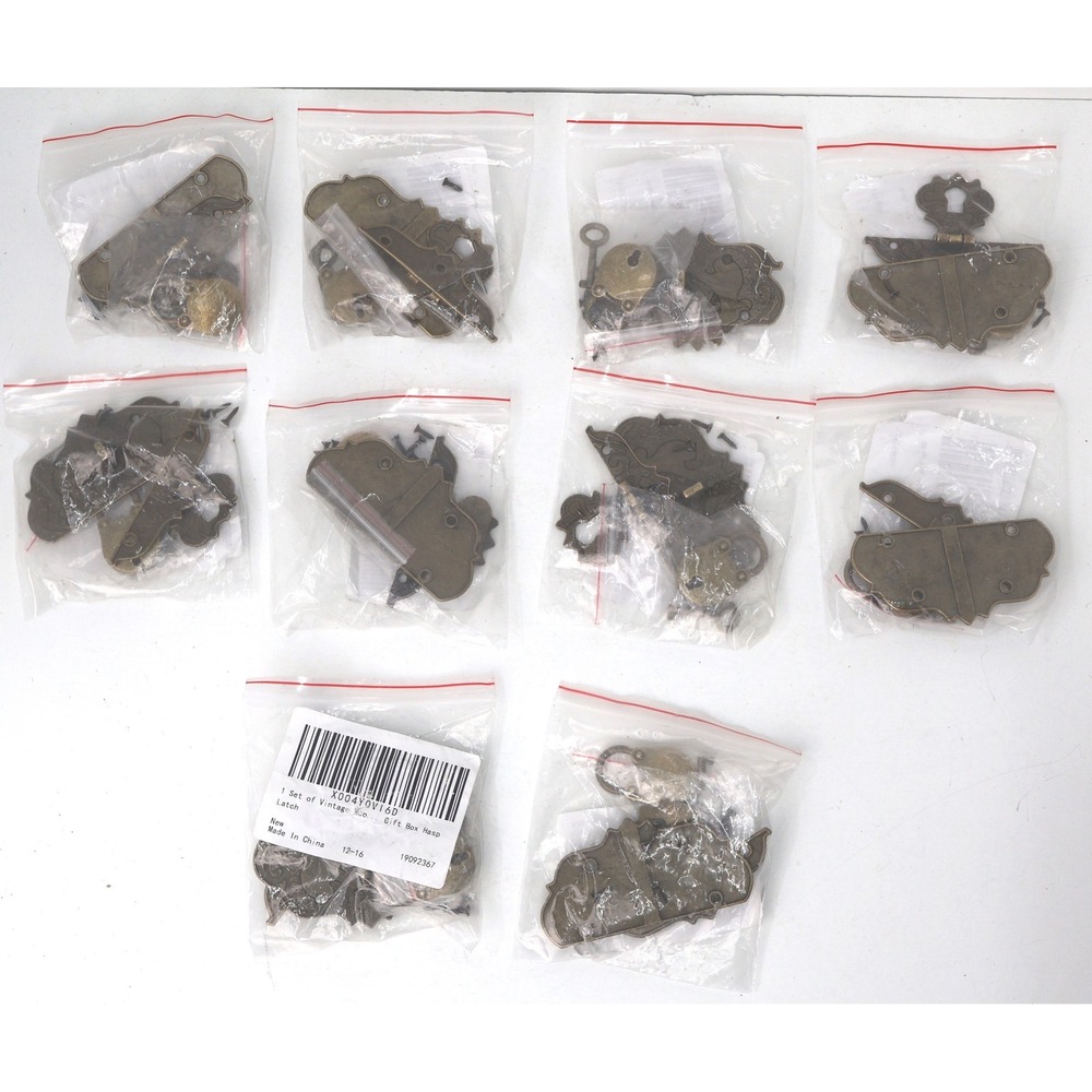 Unbranded Vintage Gift Box Hasp Latch 10pk Bronze New Floral Padlock Key Set